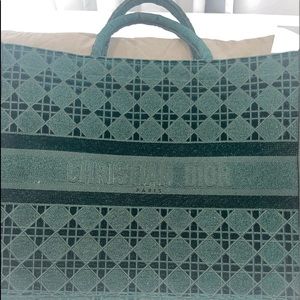 Forest green Dior large tote bag